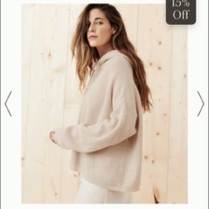 Jenni Kayne Cashmere fisherman hoodie grey size small